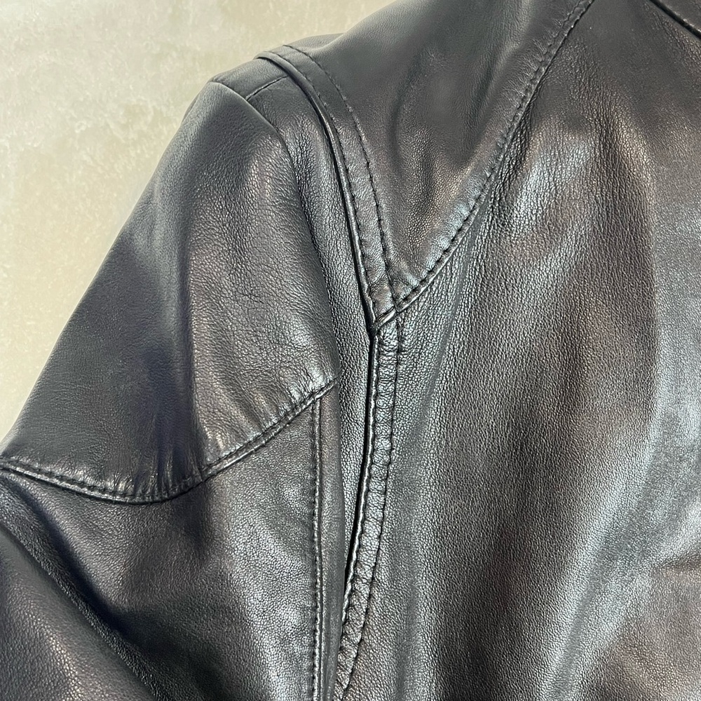 Hugo Boss EU40 US M 100% Leather Soft Lambskin Moto Biker Jacket Plaid Lined R4 - Picture 7 of 12